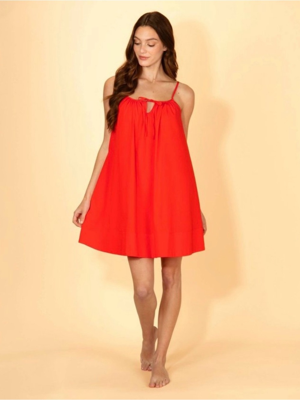 SOLID & STRIPED Red Spaghetti-Strap Mini Dress